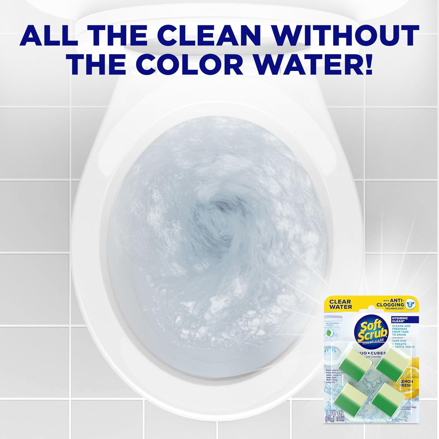 In-Tank Toilet Cleaner Clear Water Duocubes, 4Ct, Lemon Fresh