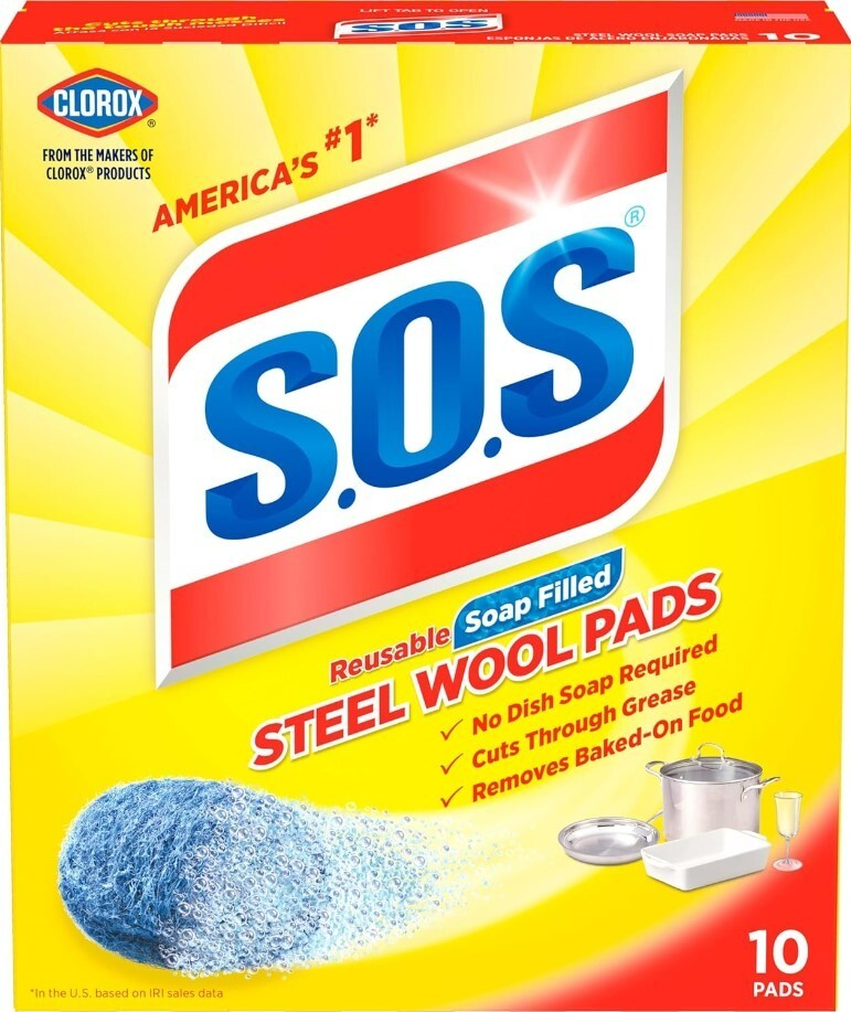 Steel Wool Soap Pads 10 pc. Grease-fighting Reusable Soap into the pad Anti-rust
