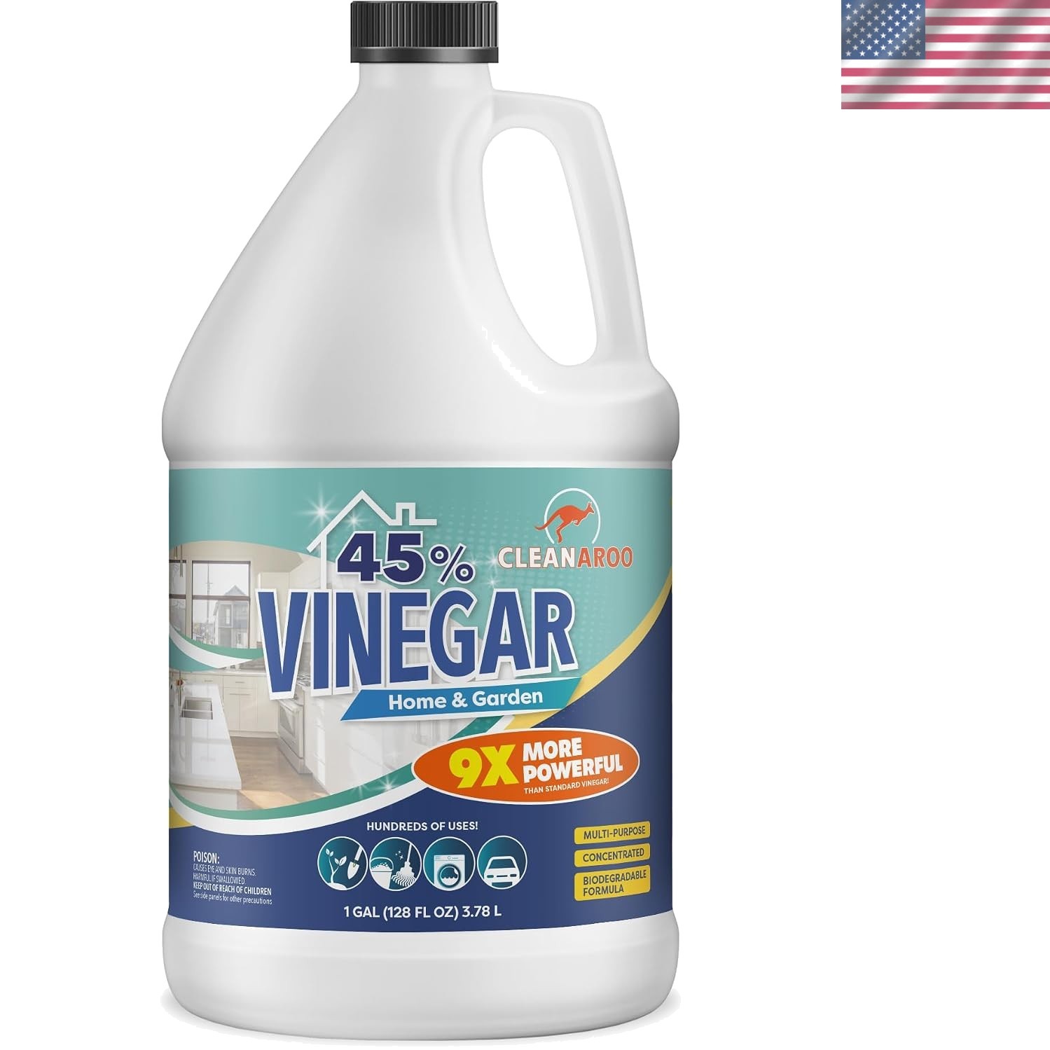 45% Concentration All-Natural Vinegar Cleaner – 128 Fl Oz Multi-Surface Solution