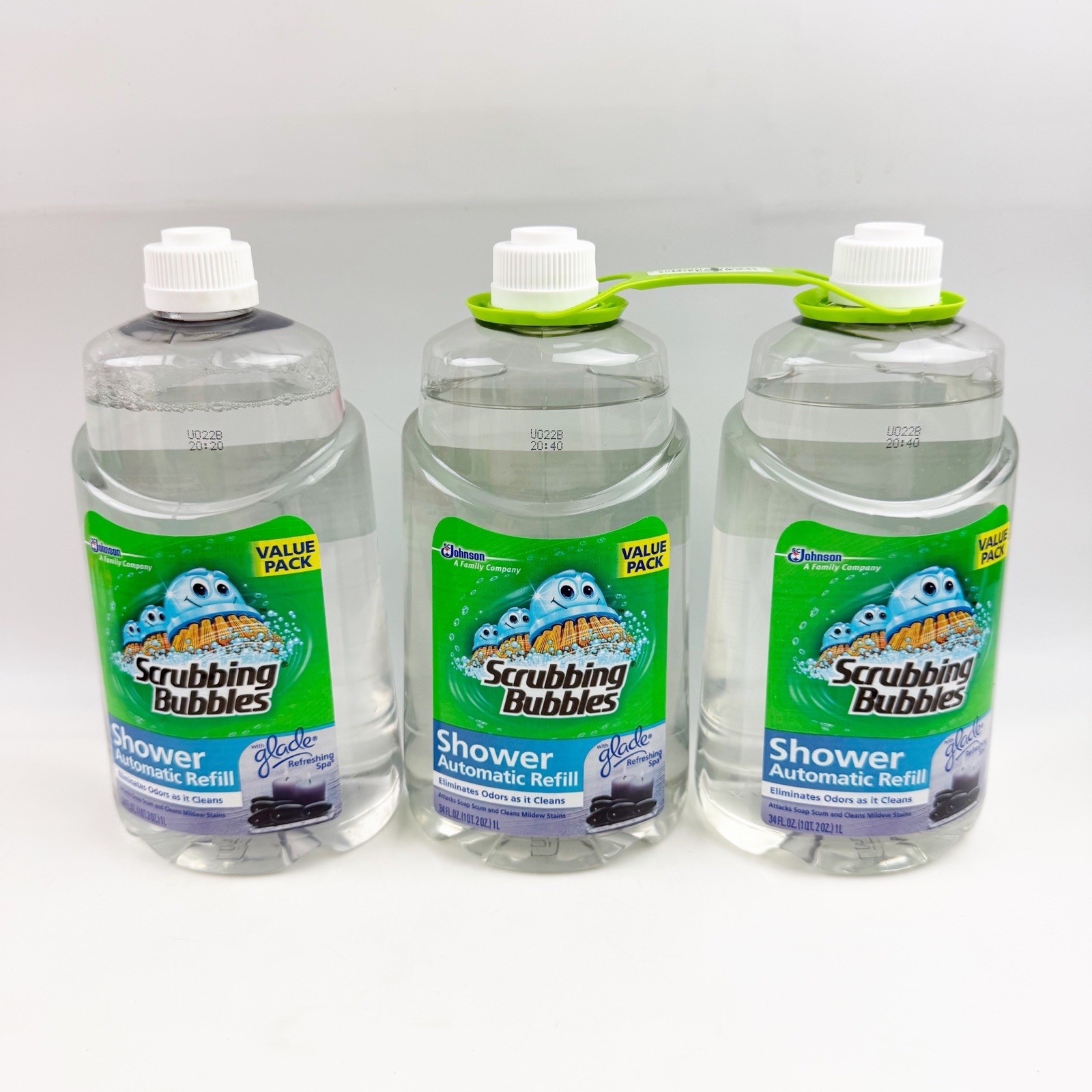 THREE Scrubbing Bubbles Automatic Shower Cleaner Refill Refreshing Spa 34 oz NOS
