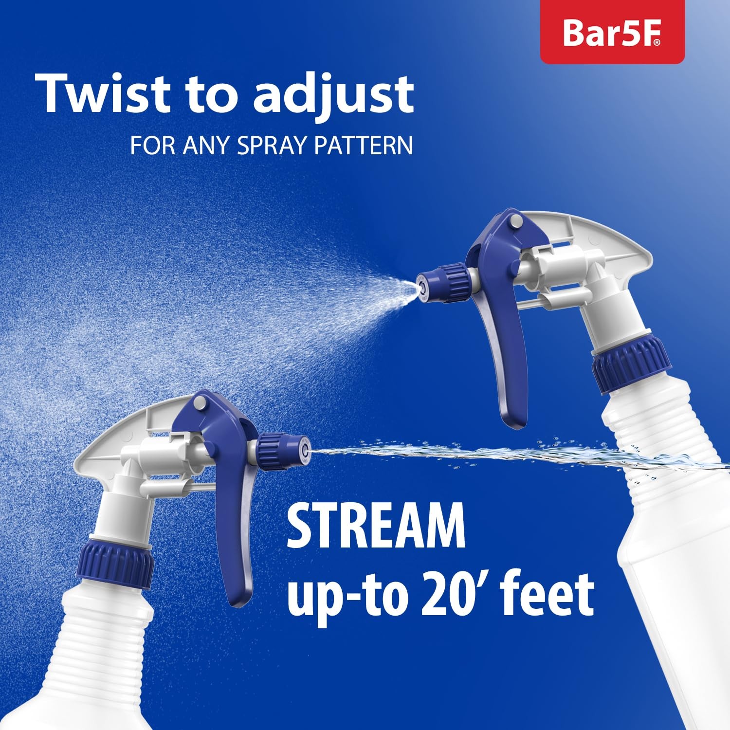 Bar5F Empty Plastic Spray Bottle 16 oz, Professional, Chemical Resistant,