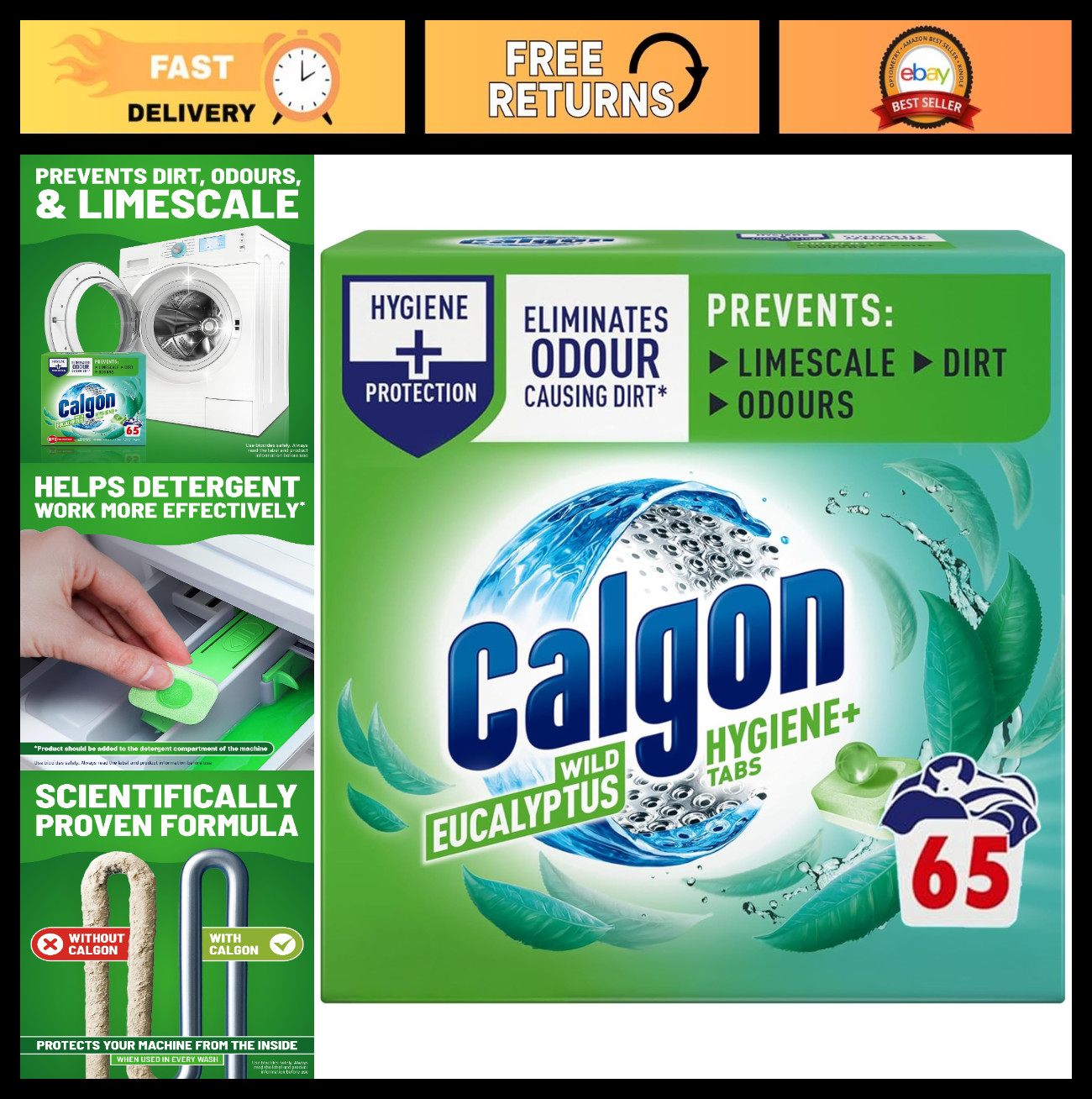 Washing Machine Cleaner & Limescale Remover Tablets, 65 Unscented Water Softener