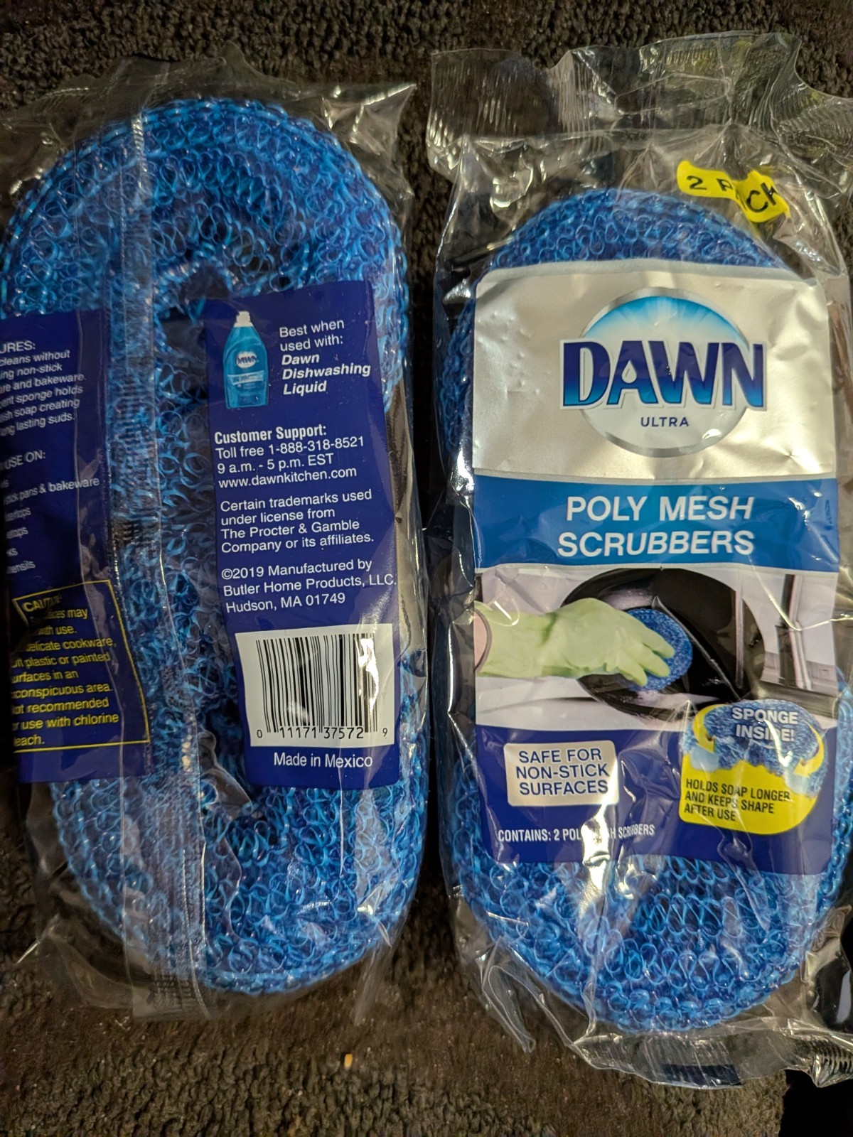 Set of 4 Dawn Durable Non-Scratch Poly Mesh Scrubbers (2 Packages