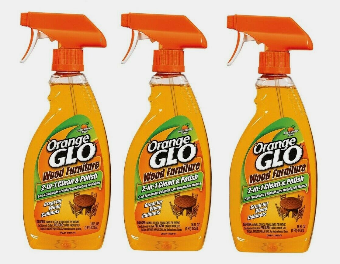 3pk~ Orange Glo 2-in-1 Wood Cleaner & Polish 16 oz. Citrus Scent Furniture 11995