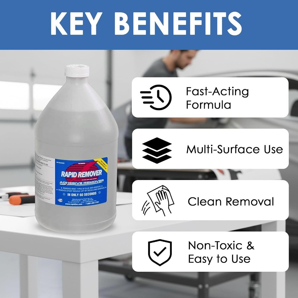 Rapid Adhesive Remover 1 Gallon Removes Vinyl Wraps Decals Graphics Stripes