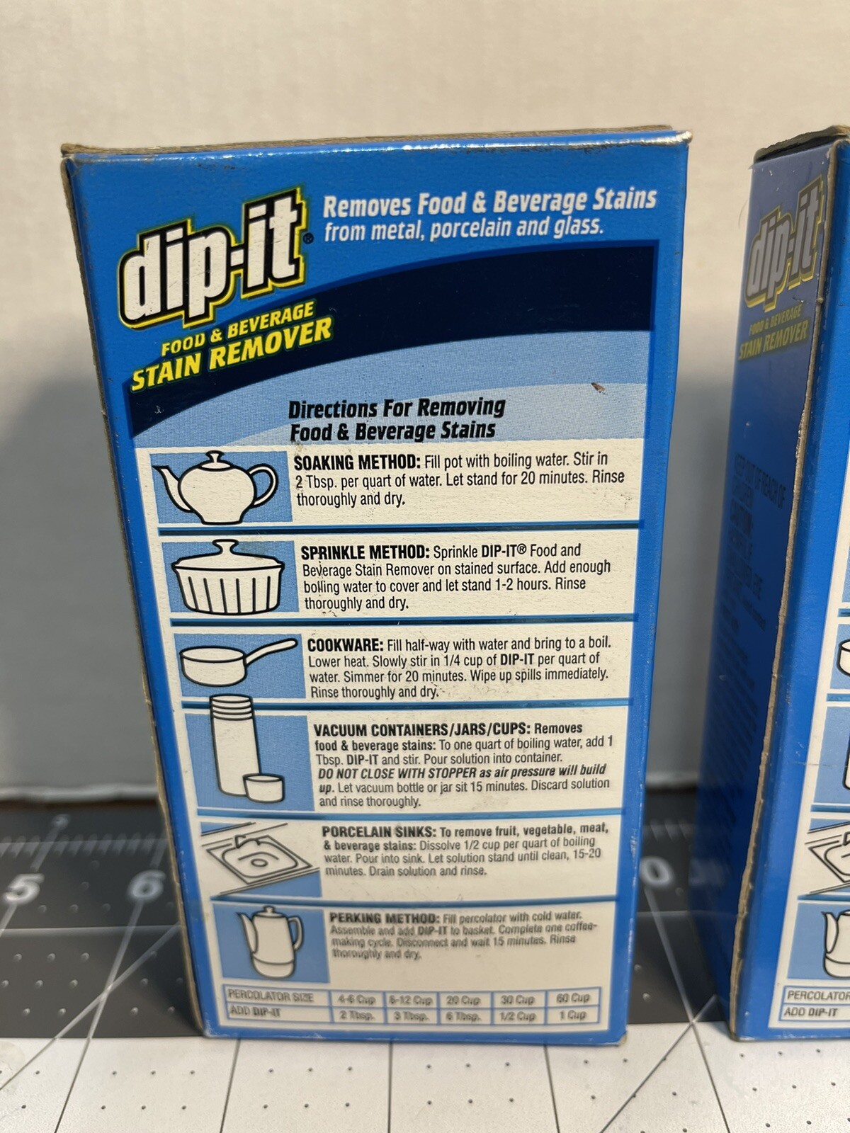Dip-It Food & Beverage Stain Remover 2-5 oz Boxes Hard Powder Vintage