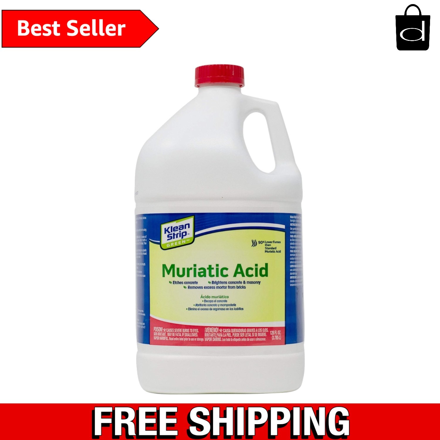 Professional Grade Klean-Strip Green Muriatic Acid 1 Gallon – Low Fume Formula
