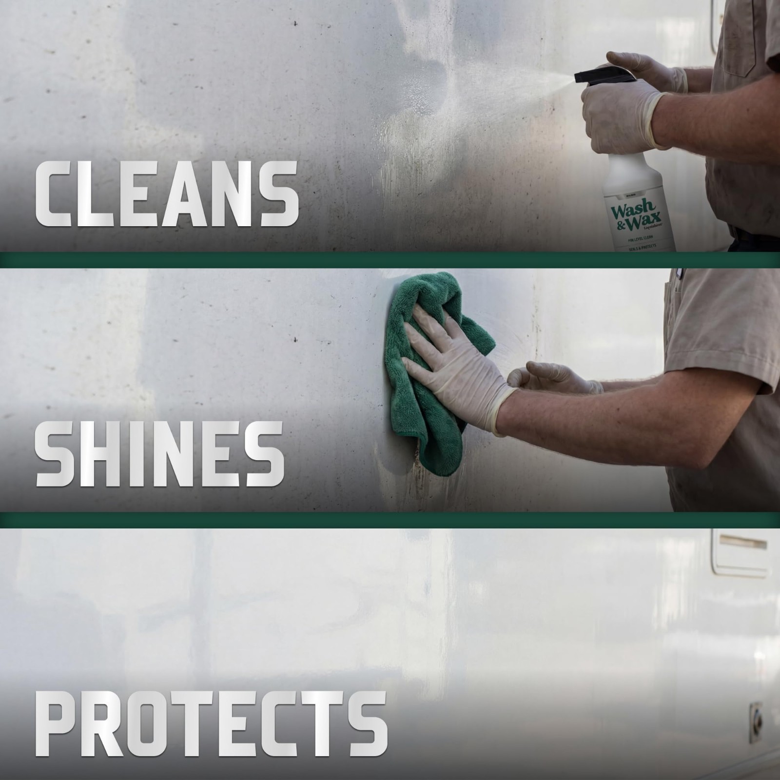 2-in-1 RV Wash & Wax Cleaner, Waterless or Traditional Soap, Removes Dirt & Bugs