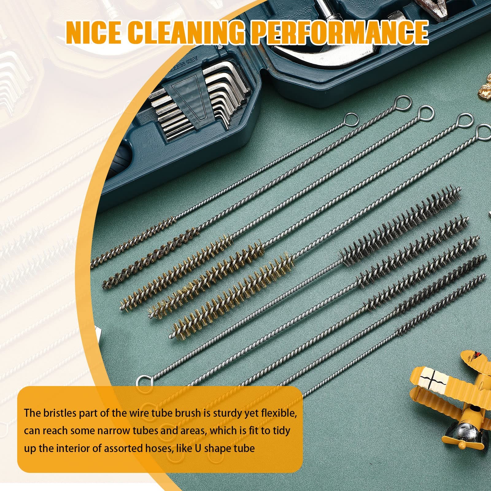 10 Pieces Wire Tube Brushes Bulk for Cleaning Pipe Tube Brass Stainless Steel…