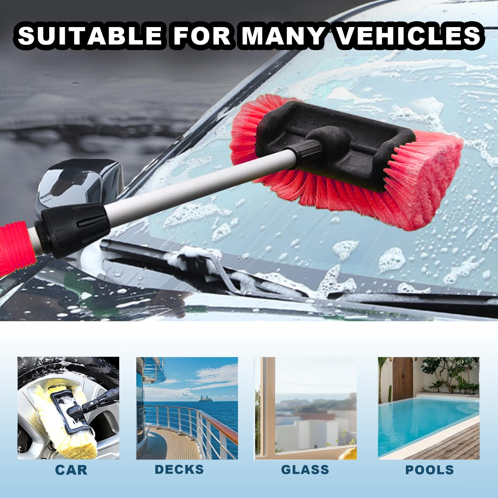 10Inch Soft Bristle Car Wash Brush Head for Auto, RV, Boat, Truck Cleaning