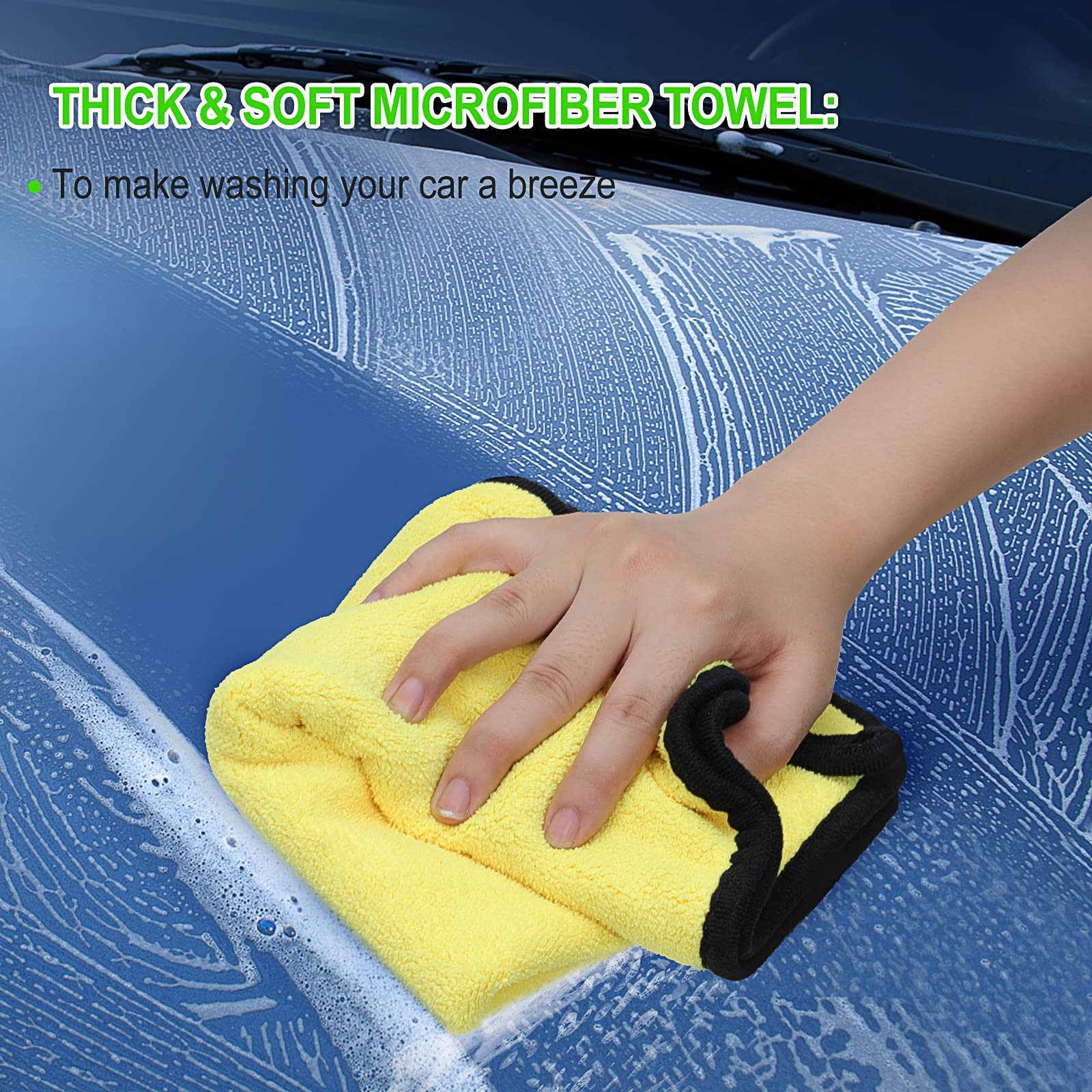 62” Car Wash Brush with Long Handle Chenille Microfiber Car Wash Mop Mitt Ki…