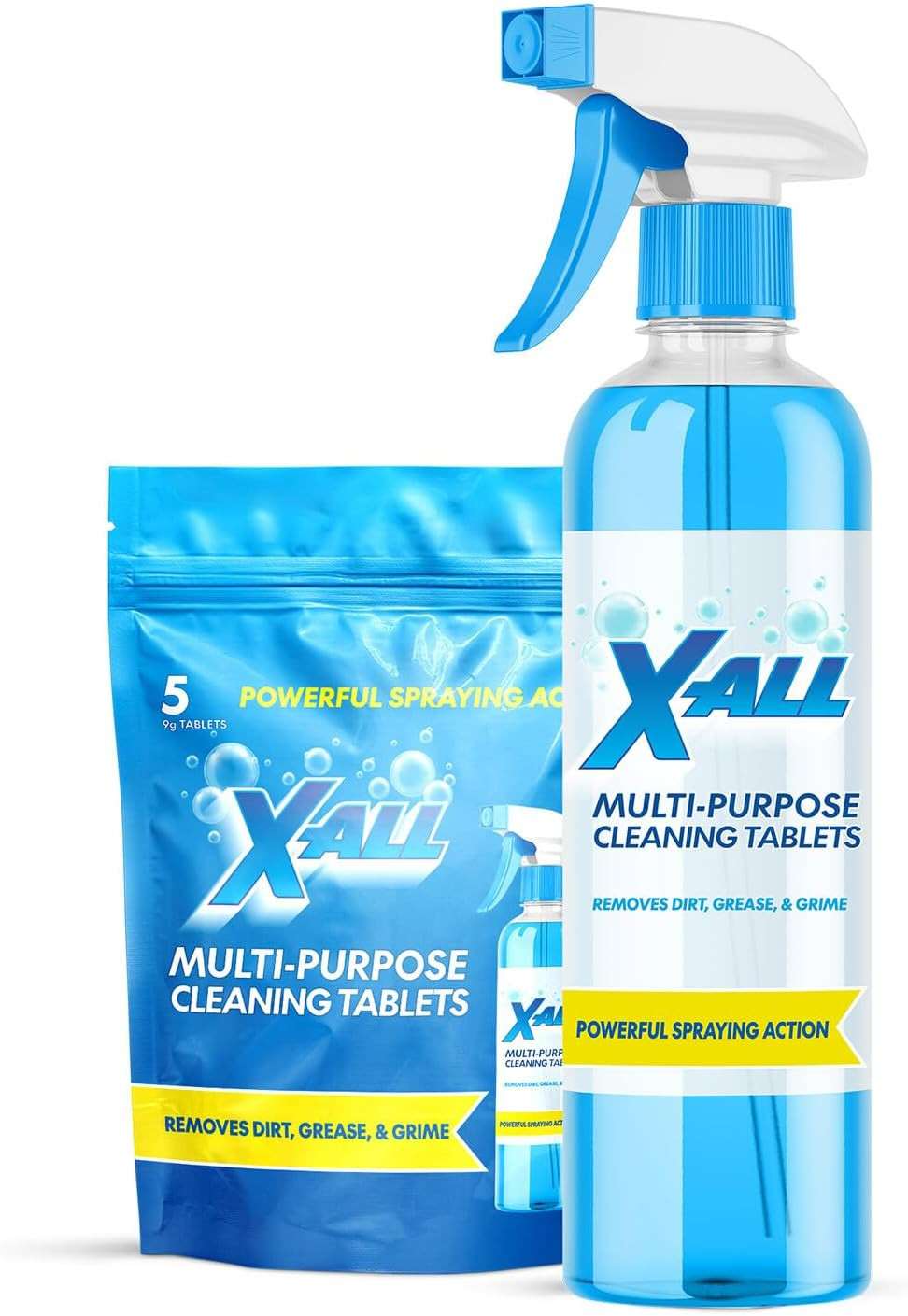 X-ALL Multi-Purpose Cleaner – Spray Bottle and 5X Cleaning Tablets – Cleaner for