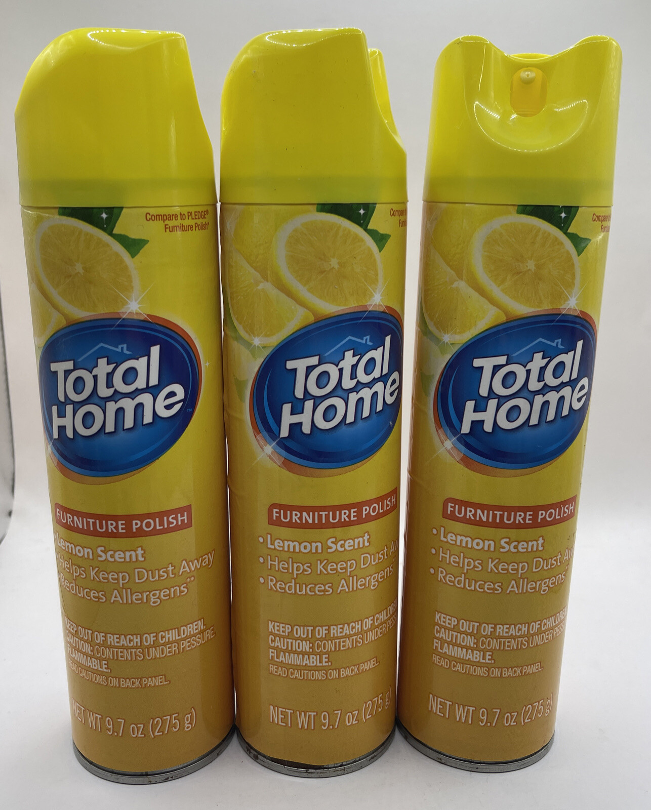Lot of 3 Total Home Lemon Furniture Polish, 9.7 OZ Each