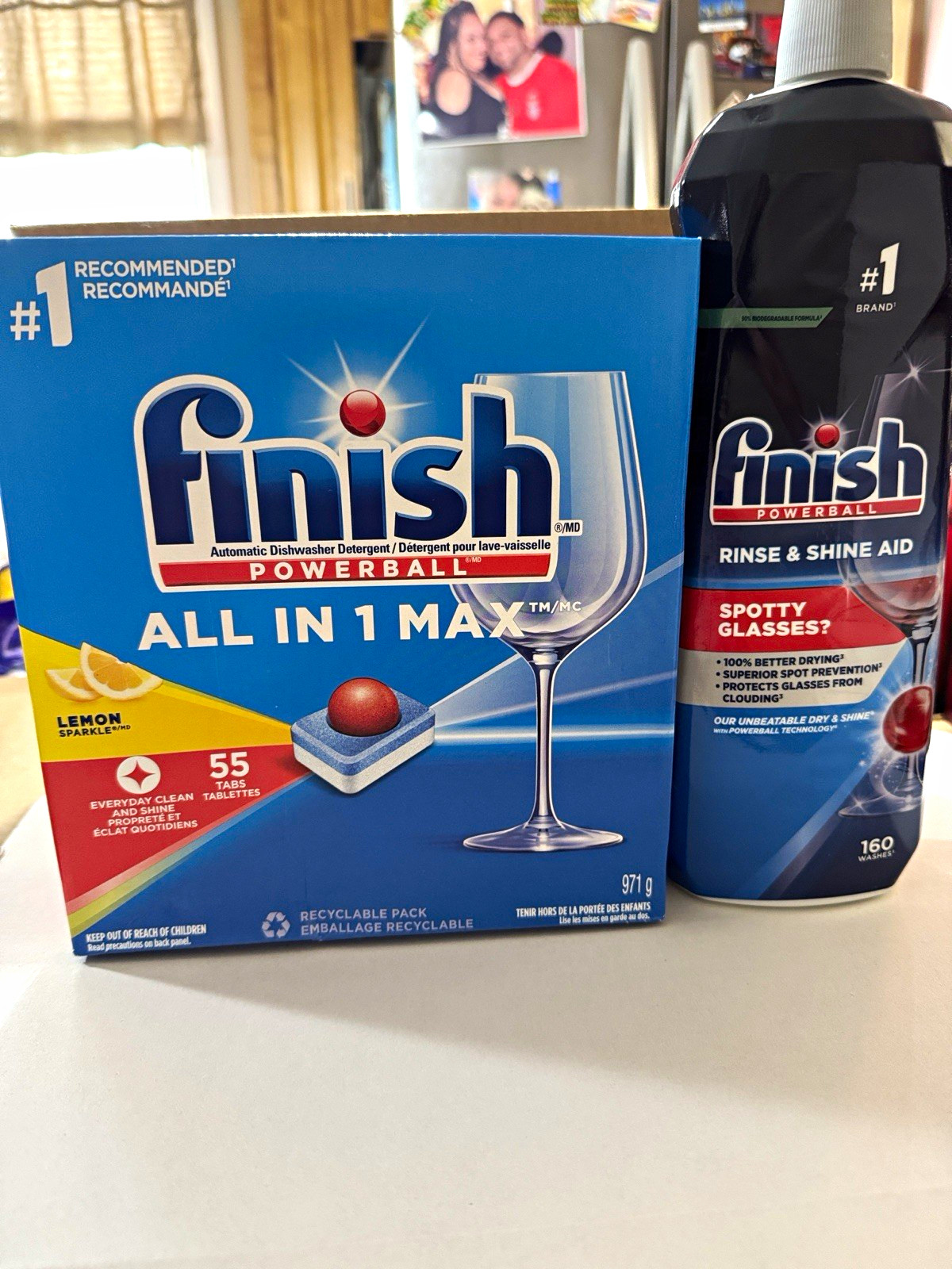Finish All in 1 Lemon Dishwasher Tablets 55ct + Rinse Aid 800mL