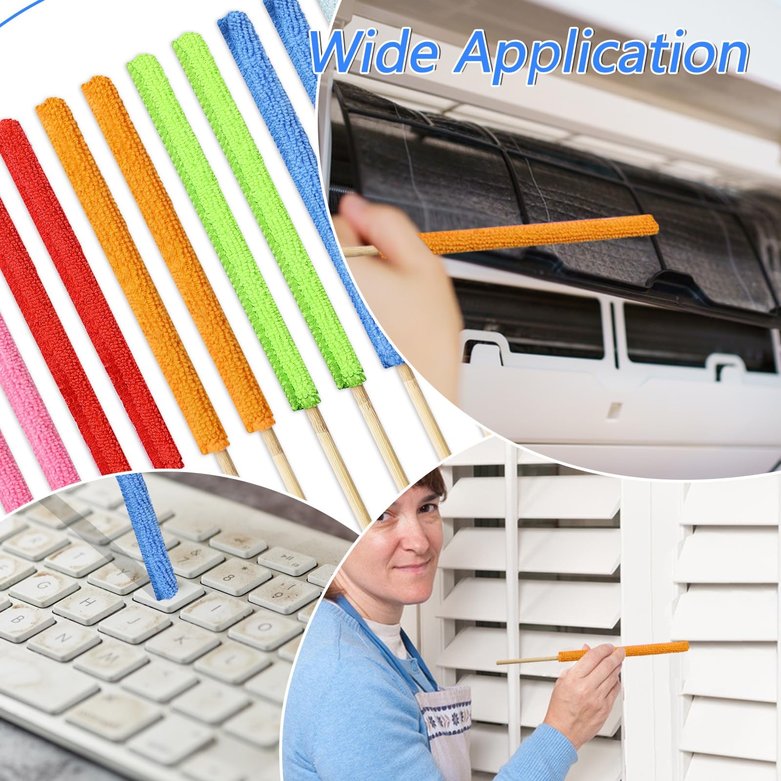 12 Pcs Microfiber Detail Duster Sticks Fan Cleaning Brush Crevice Cleaning To…