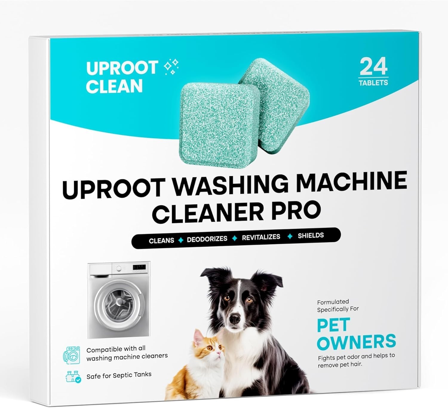 Uproot Clean Washing Machine Cleaner Tablets – 24 Pack for a 12 Month Supply. Fo