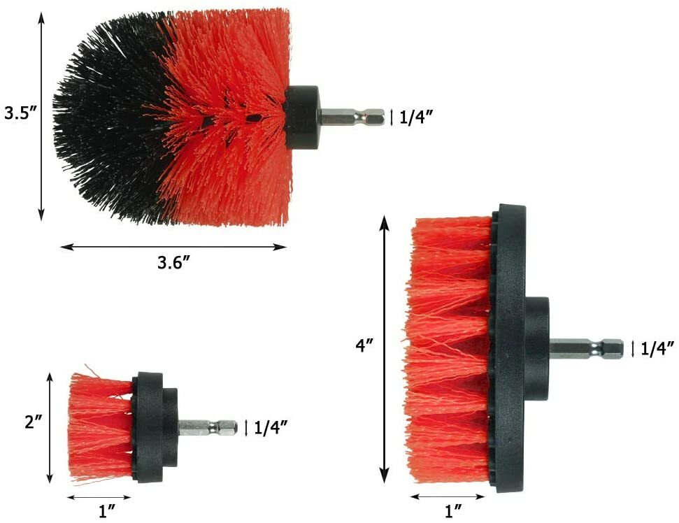 3PCS Drill Brush Power Scrubber Drill Attachments For Carpet Tile Grout Cleaning