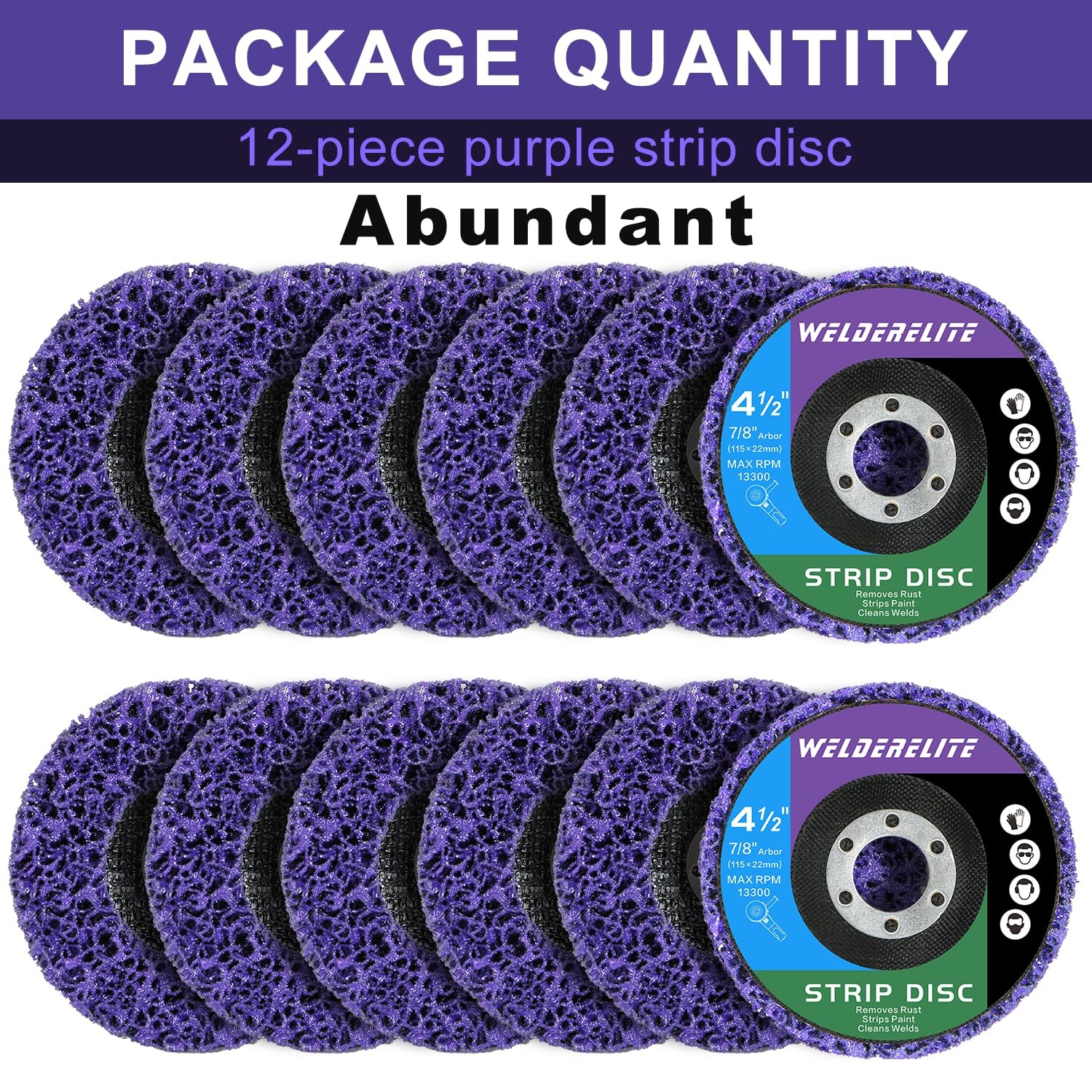 WelderElite Paint Stripping Discs 12-Pack, 4-1/2″ Purple Strip Disc Wheel for…