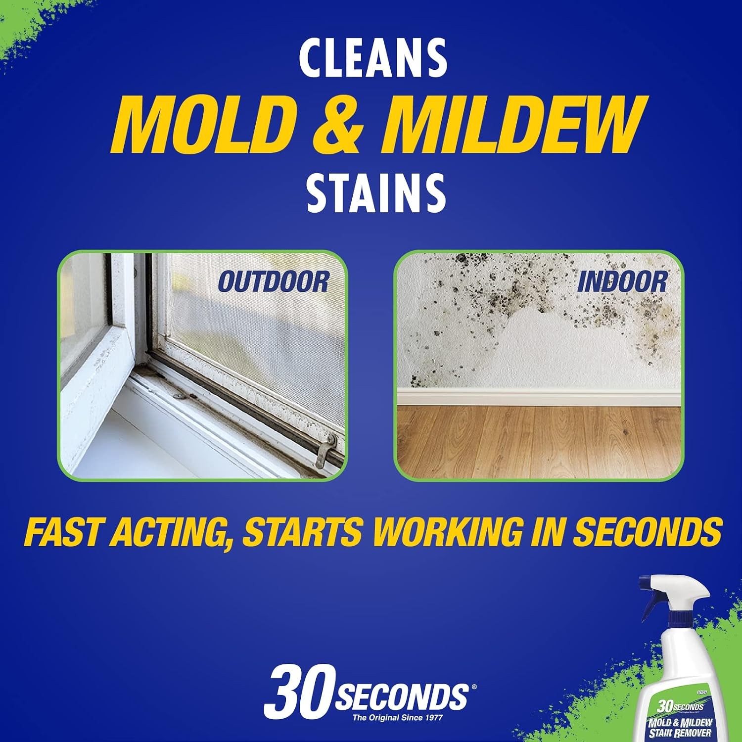 30 SECONDS Mold & Mildew Stain Remover Spray- Indoor & Outdoor Use – 2 Pack (2)