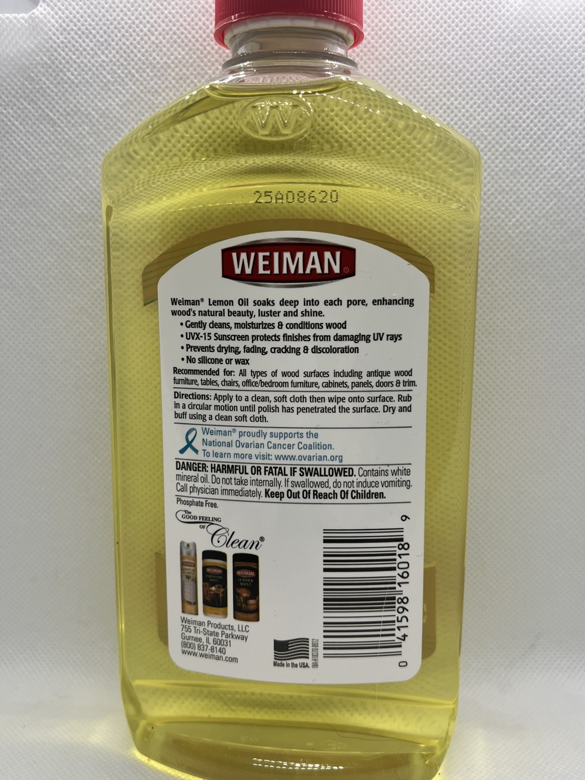 NEW! Weiman Lemon Oil Wood Furniture Polish with UVX-15 Sunscreen, 16 Fl. Oz.