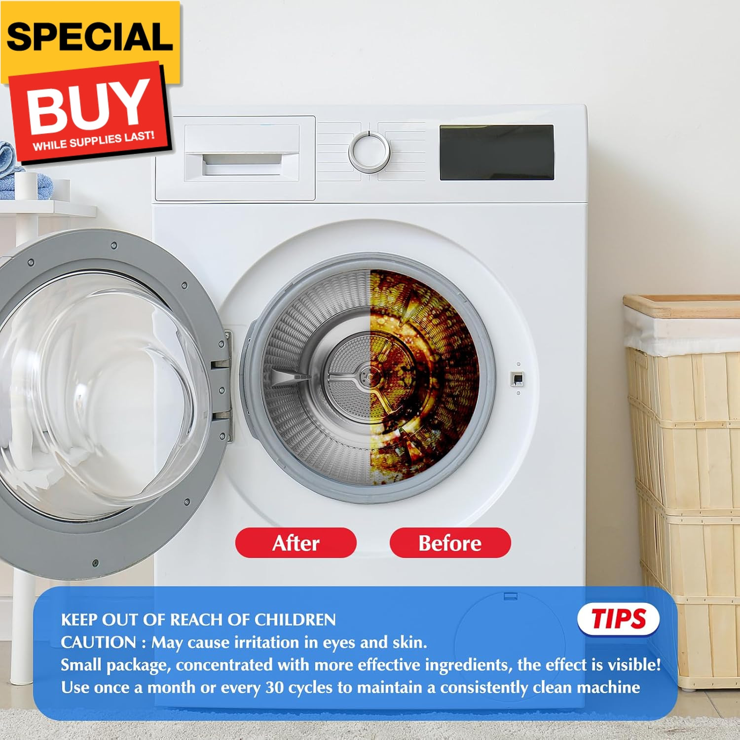 Washing Machine Cleaner Tablets 40 Pack Washer Machine CleaningTablets Descaler,