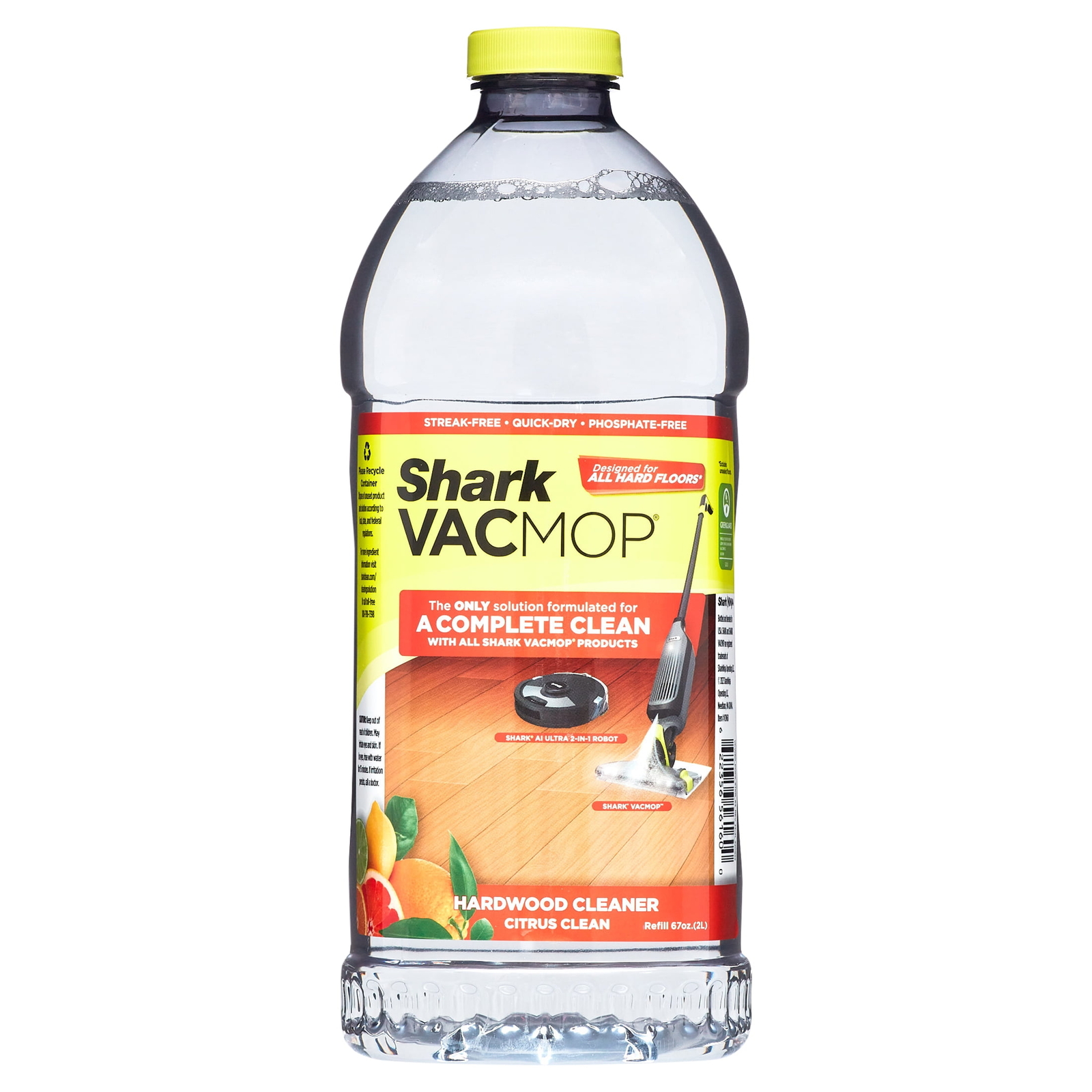 Shark VACMOP Hardwood Floor Cleaner Refill 2L Bottle, Citrus Clean Scent, VCW60