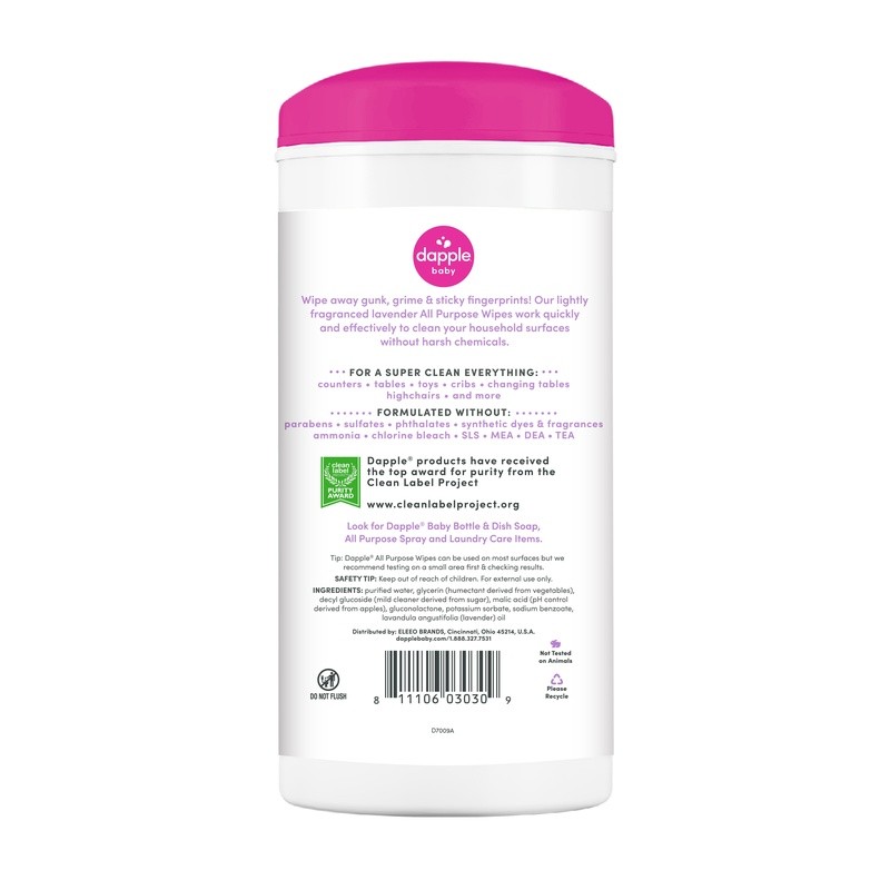 Baby All-Purpose Cleaning Wipes Plant-Based Lavender 75 Count Safe Gentle New
