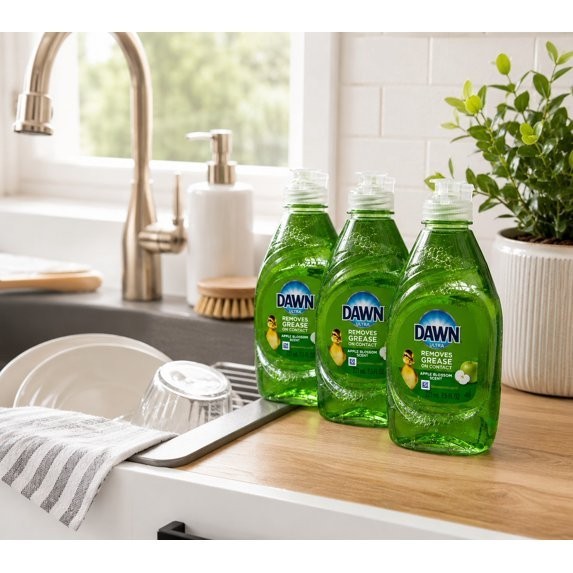 3 PACK Dawn Ultra (7.5 Fl. Oz.) Bottle APPLE BLOSSOM Scent Dishwashing Liquid