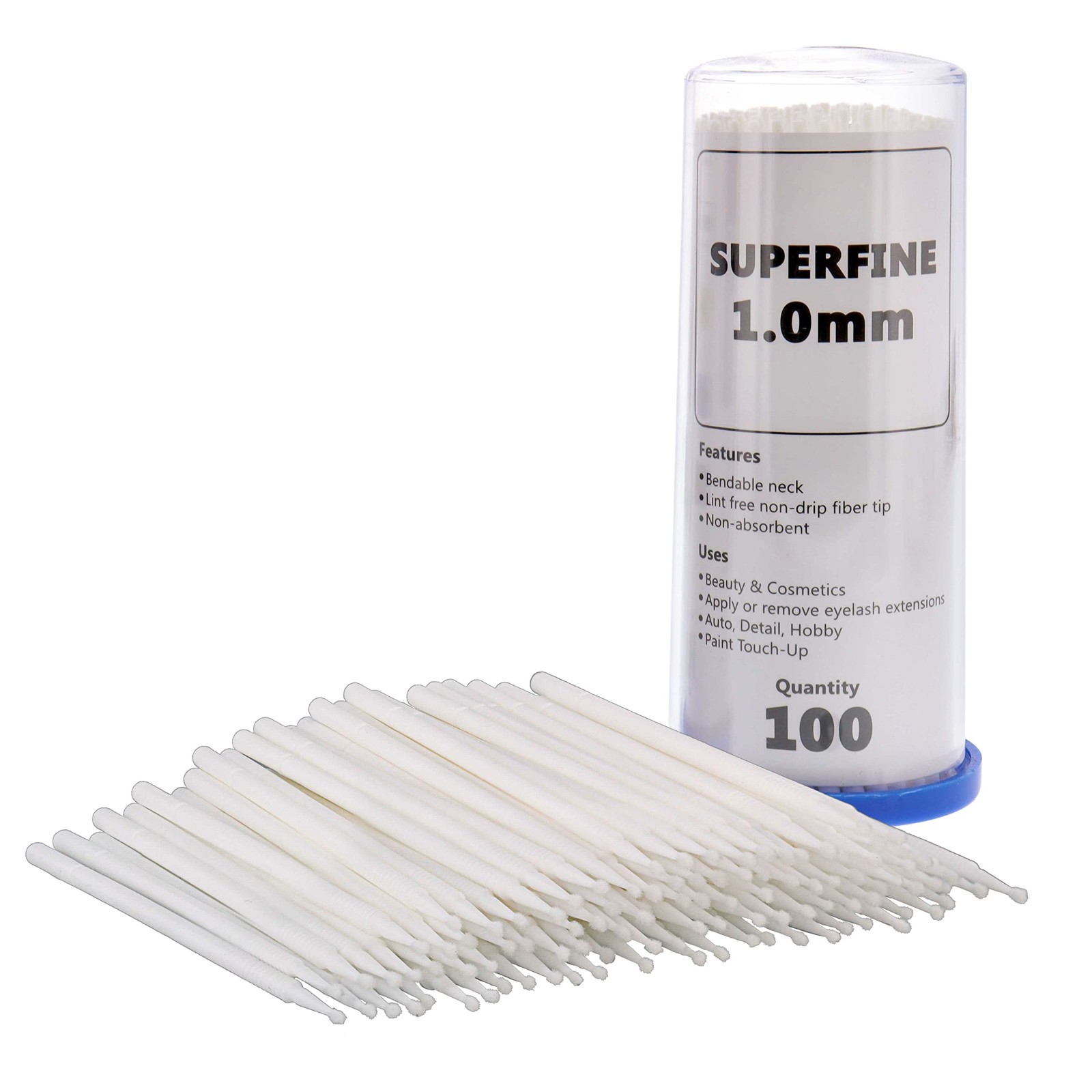 100 Paint Touch up Brushes, Disposable Micro Brush Applicators, White with Fine