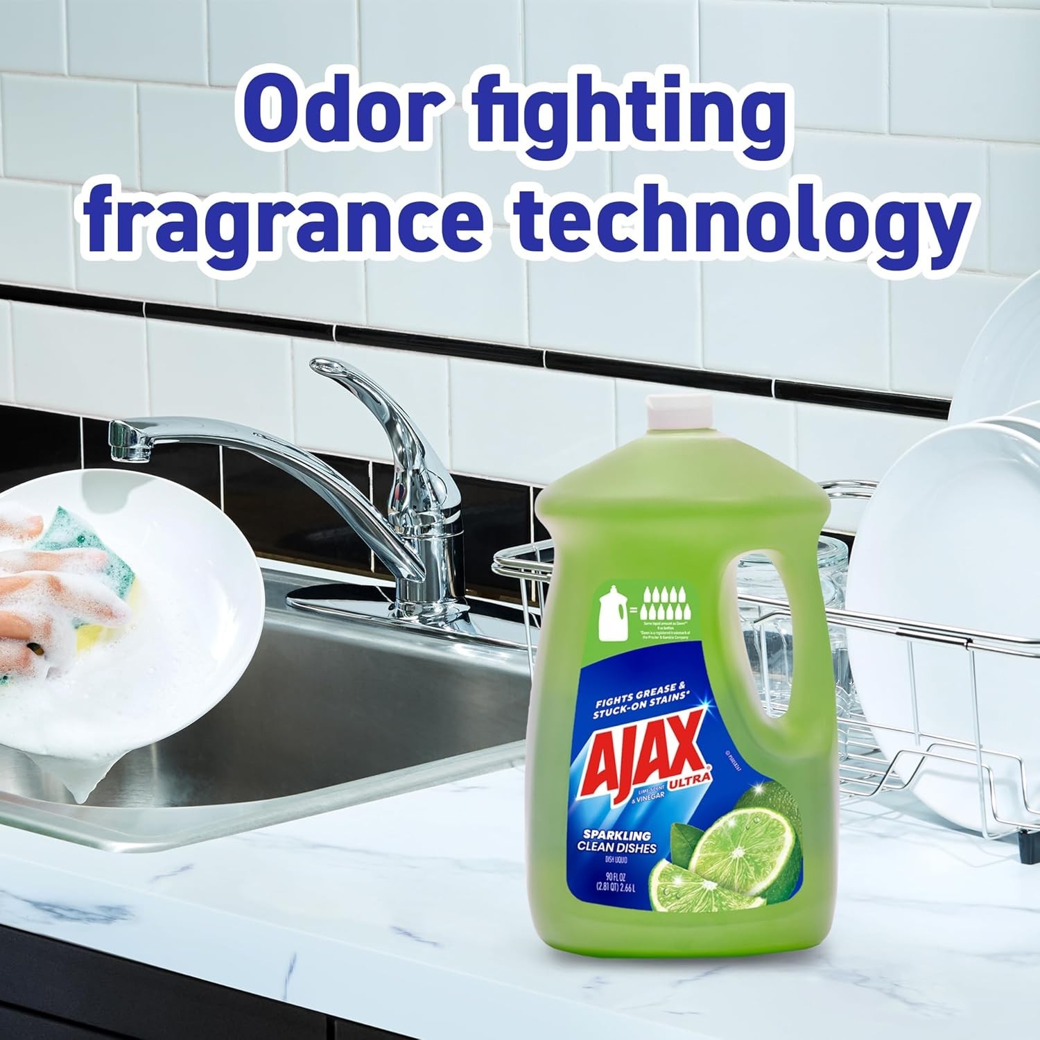 Dish Soap, Liquid, Vinegar and Lime | 90 oz Bottle | Pack of 2 | Ultra Formula