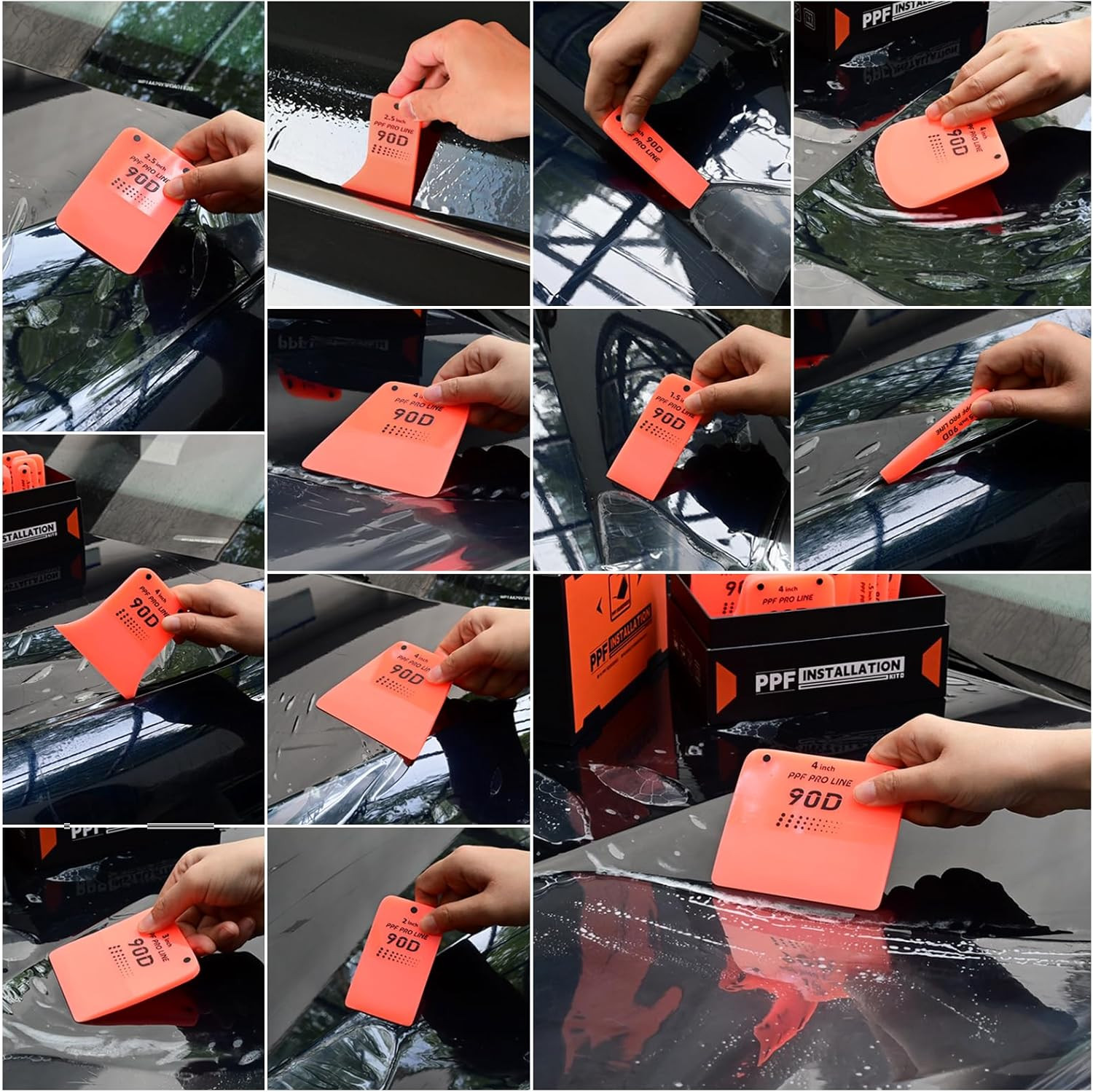 14PCS PPF Squeegee in Various Shapes, Magnetic PPF Tools for the Front Bumper, D