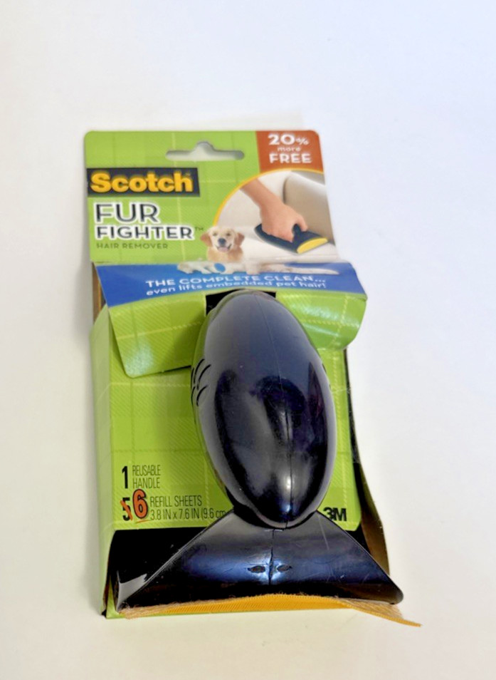 Scotch Fur Fighter Pet Dog Cat Hair Remover Handle 6 Refill Sheets Damaged Box