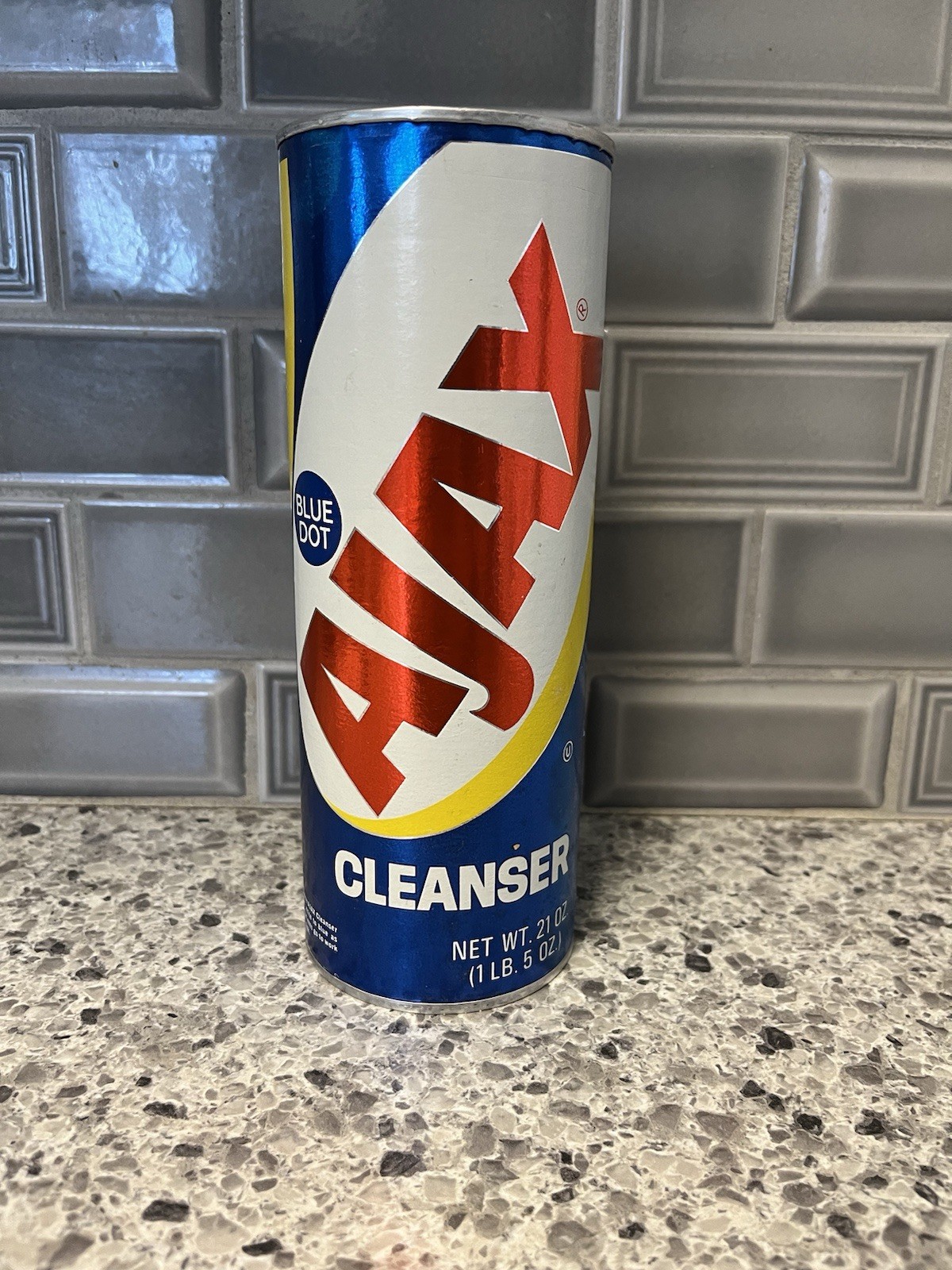 Vtg Ajax Blue Dot Cleanser 21oz Colgate-Palmolive Made In USA Color Changing NEW