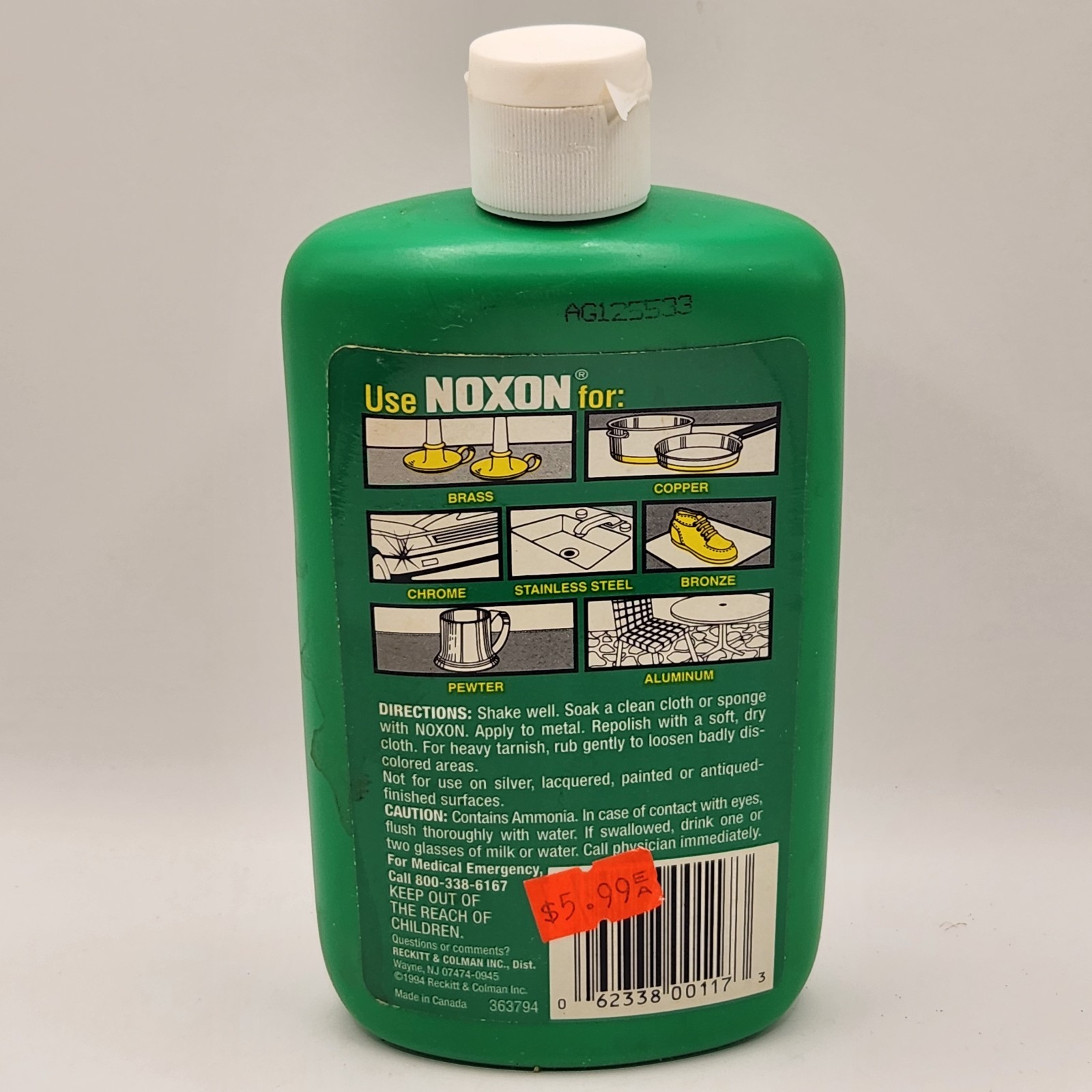 Noxon 7 Metal Polish Multi-Purpose Liquid 12 oz Discontinued 95%+ Full