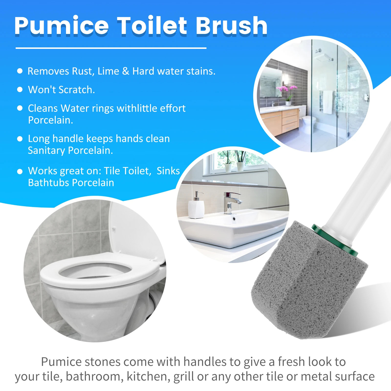 10Pcs Pumice Stone Cleaning Stick Toilet Rust Stain Removal Brush Bathroom Tile