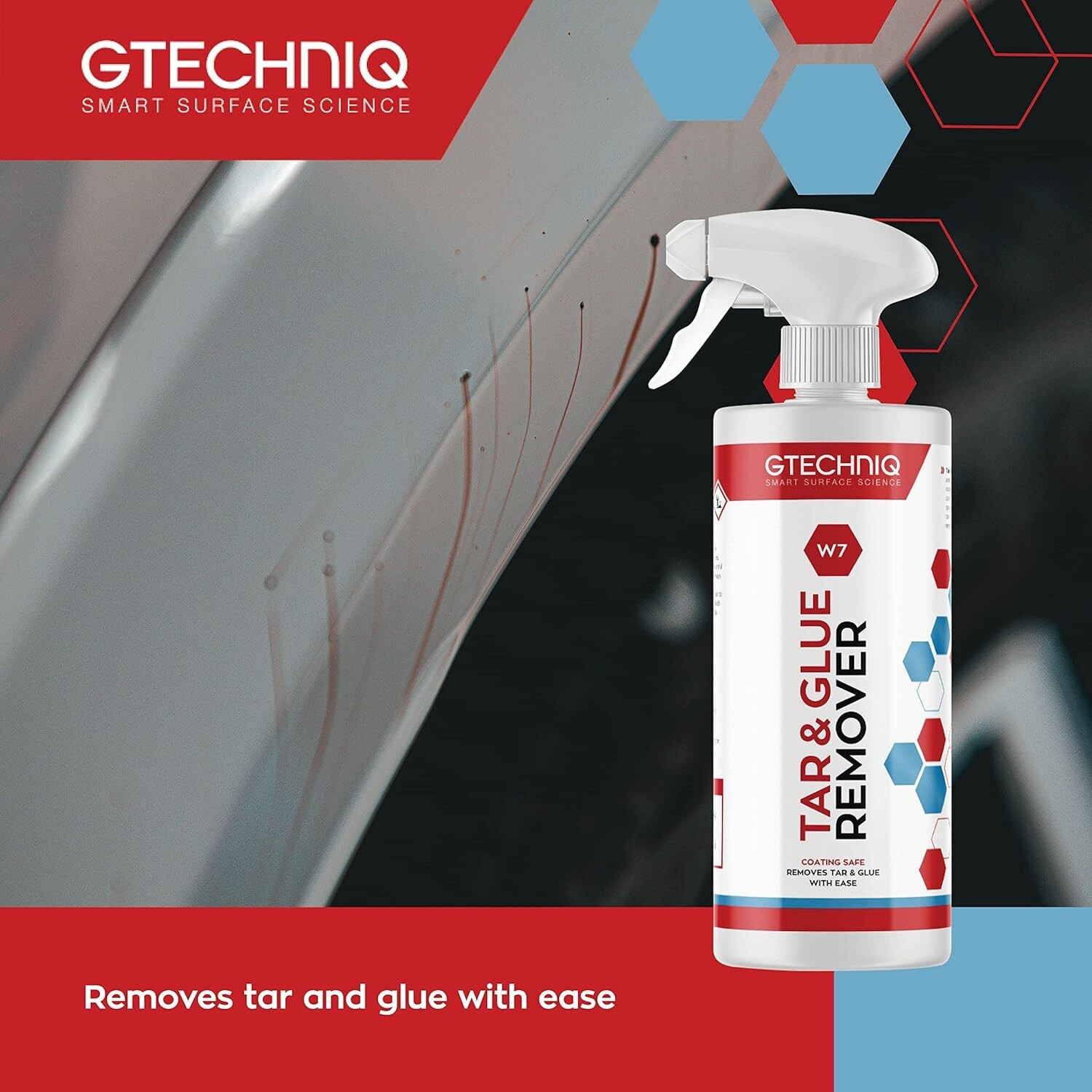 W7 Tar & Glue Remover 500ml – Effortlessly Dissolves Adhesive for Car Care