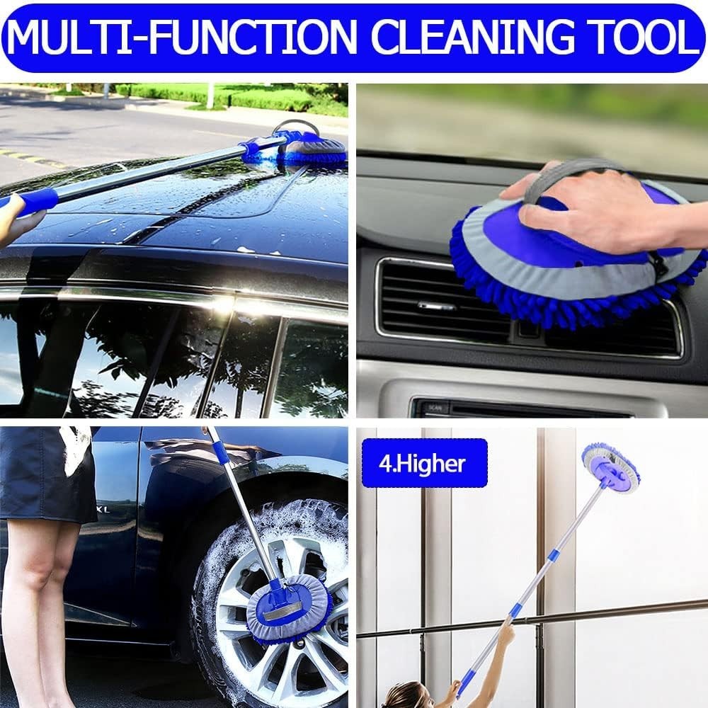 47.5″ Car Wash Brush Mop Cleaning Tool with Long Handle Kit for Washing Detailin