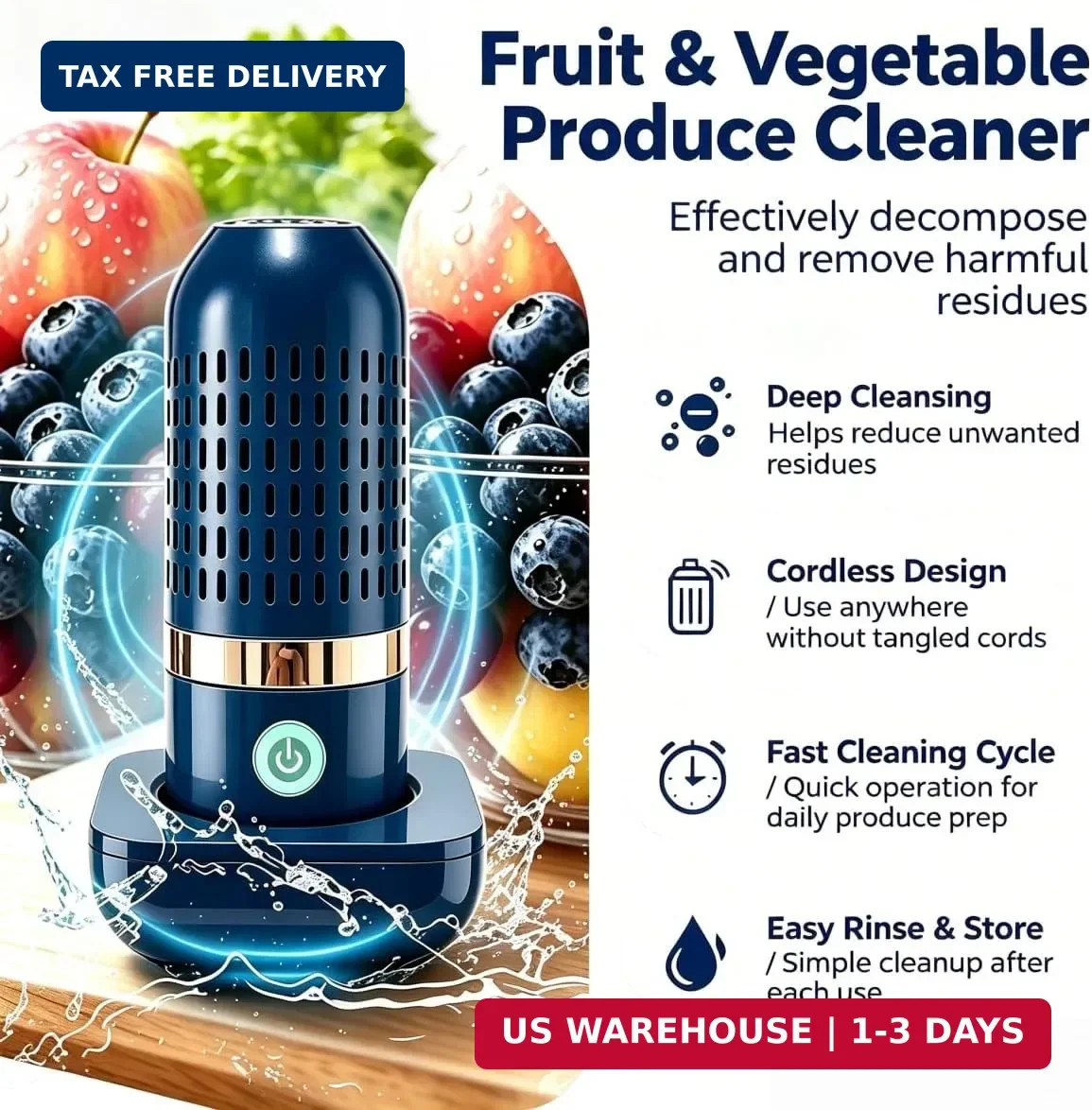 2026 New Produce Cleaner & Vegetable Cleaner with Oh-Ion Technology | Wireless R
