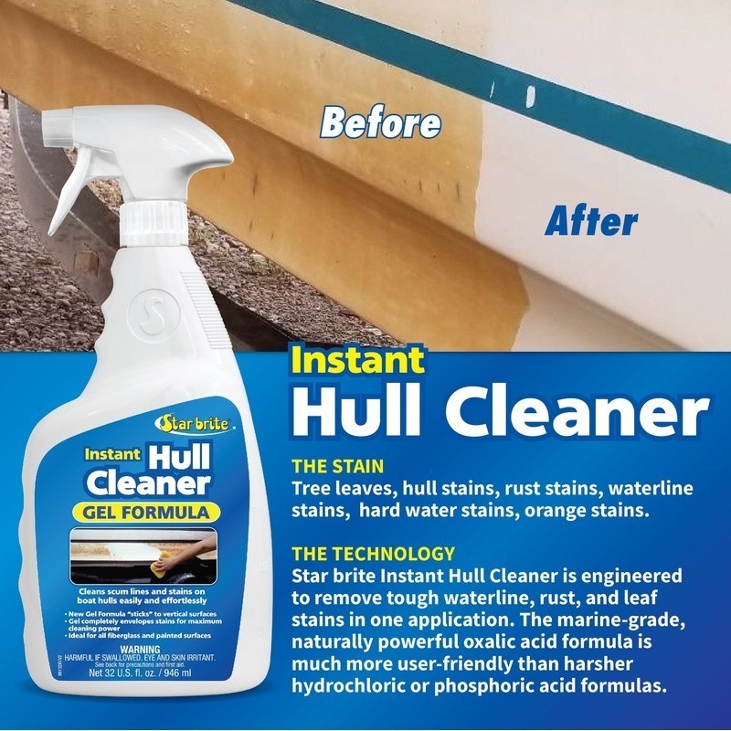 Powerful Hull Cleaner Gel Sticks Tough Stains Boat Fiberglass Plastic Marine Use