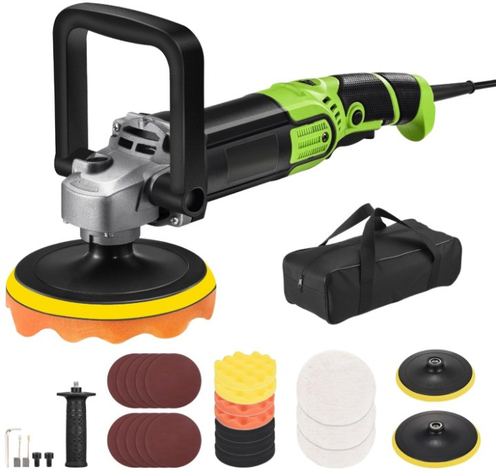 Pulidora Rotativa 1600W 6″/7″ 7 Velocidades 1600-3500RPM Auto Barco Piso, Nuevo