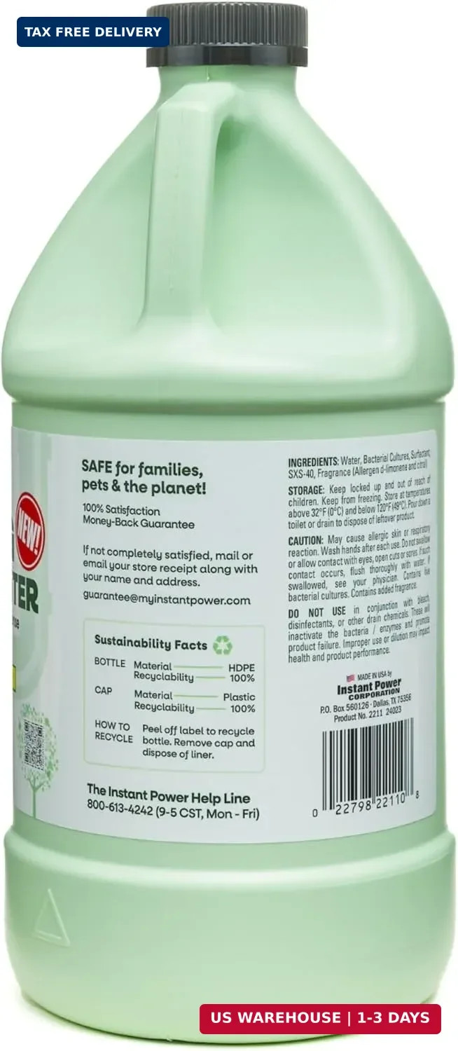 Instant Power Eco Clog Preventer – Enzyme Drain Cleaner Liquid and Deodorizer fo