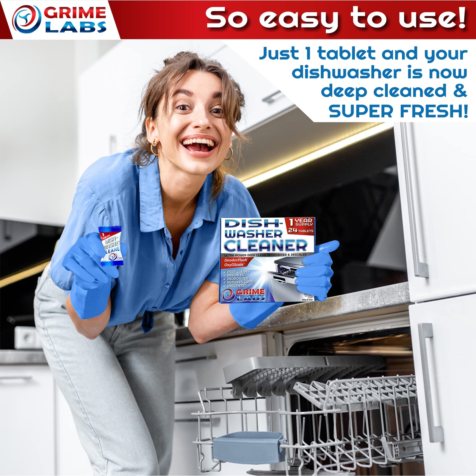 Dishwasher Cleaner Deodorizer Descaler Tablets 24 Pack Heavy Duty Deep Clean And
