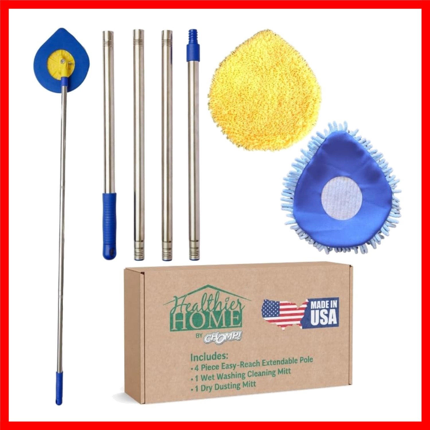 CHOMP Extendable Wall & Ceiling Cleaner with Reusable Microfiber Pads