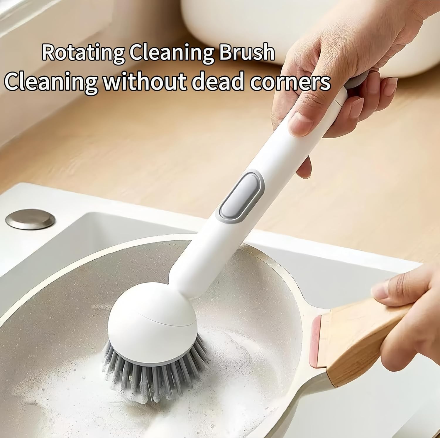 Dish Brush -6-in-1 Dish Brush with Detergent Dispenser – Adjustable Angle & Rota