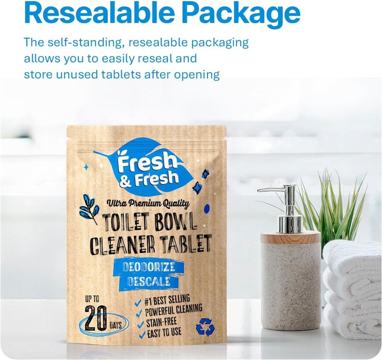 Disposable Toilet Bowl Cleaners, Odor Eliminator Tablets, Fresh Scent