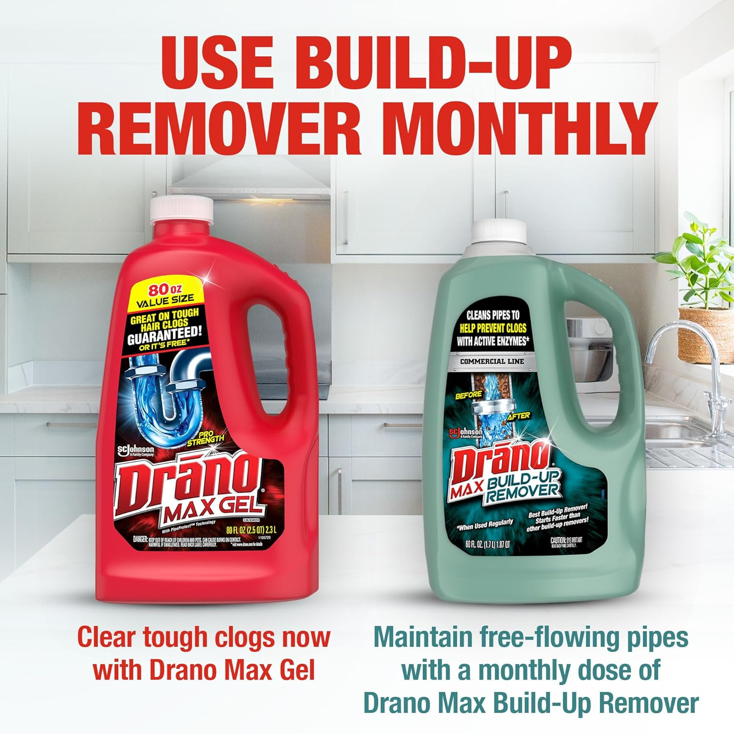 Max Build up Remover Drain Cleaner, Great for Clog Prevention, Commercial Line,