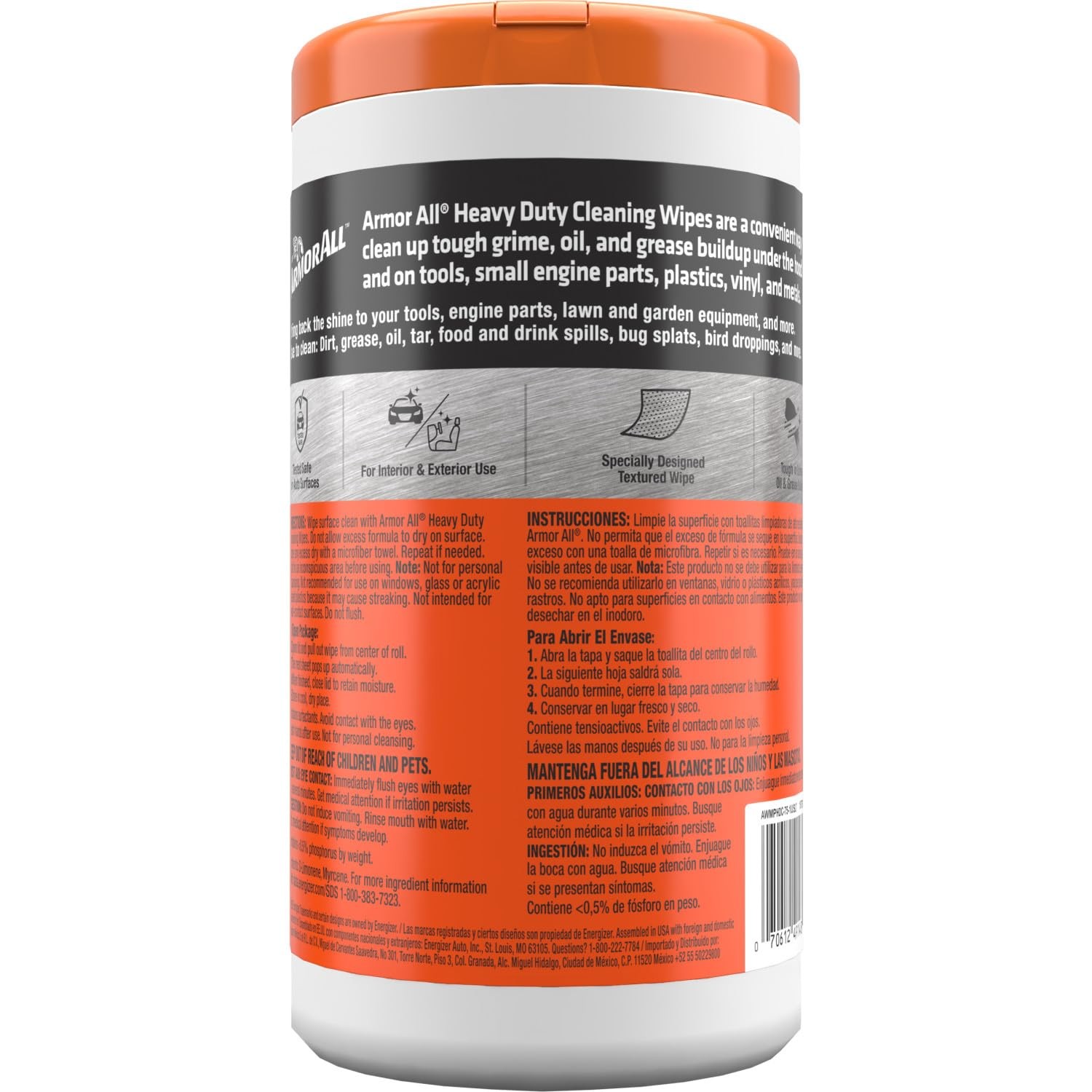 Armor All Heavy Duty Cleaning Wipes Disposable Car Wipes (75 Count)
