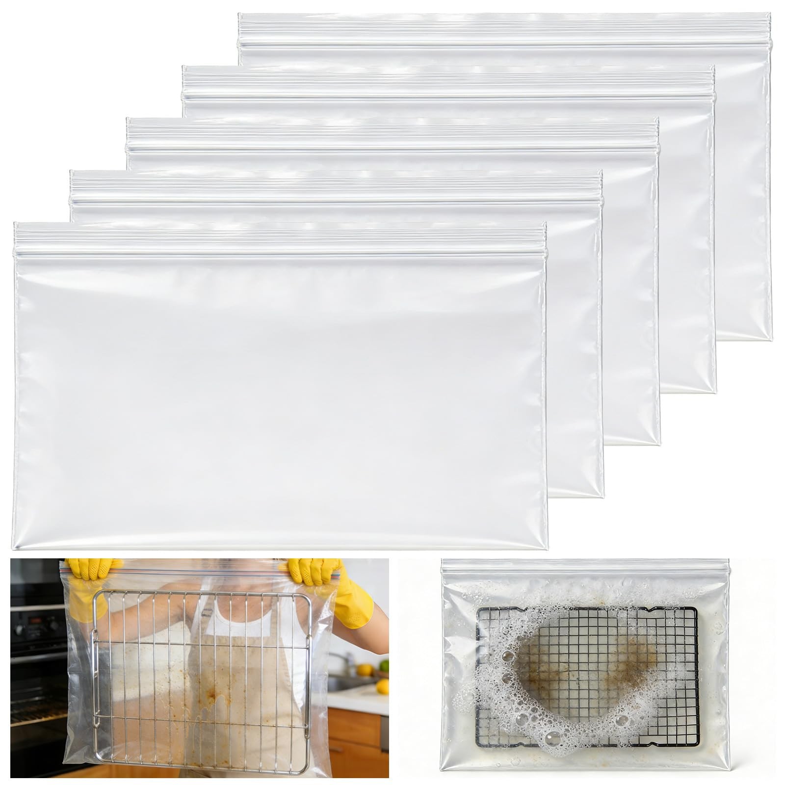 Oven Rack Cleaning Bags 19.6 x 27.5 Inch, 5 Pack
