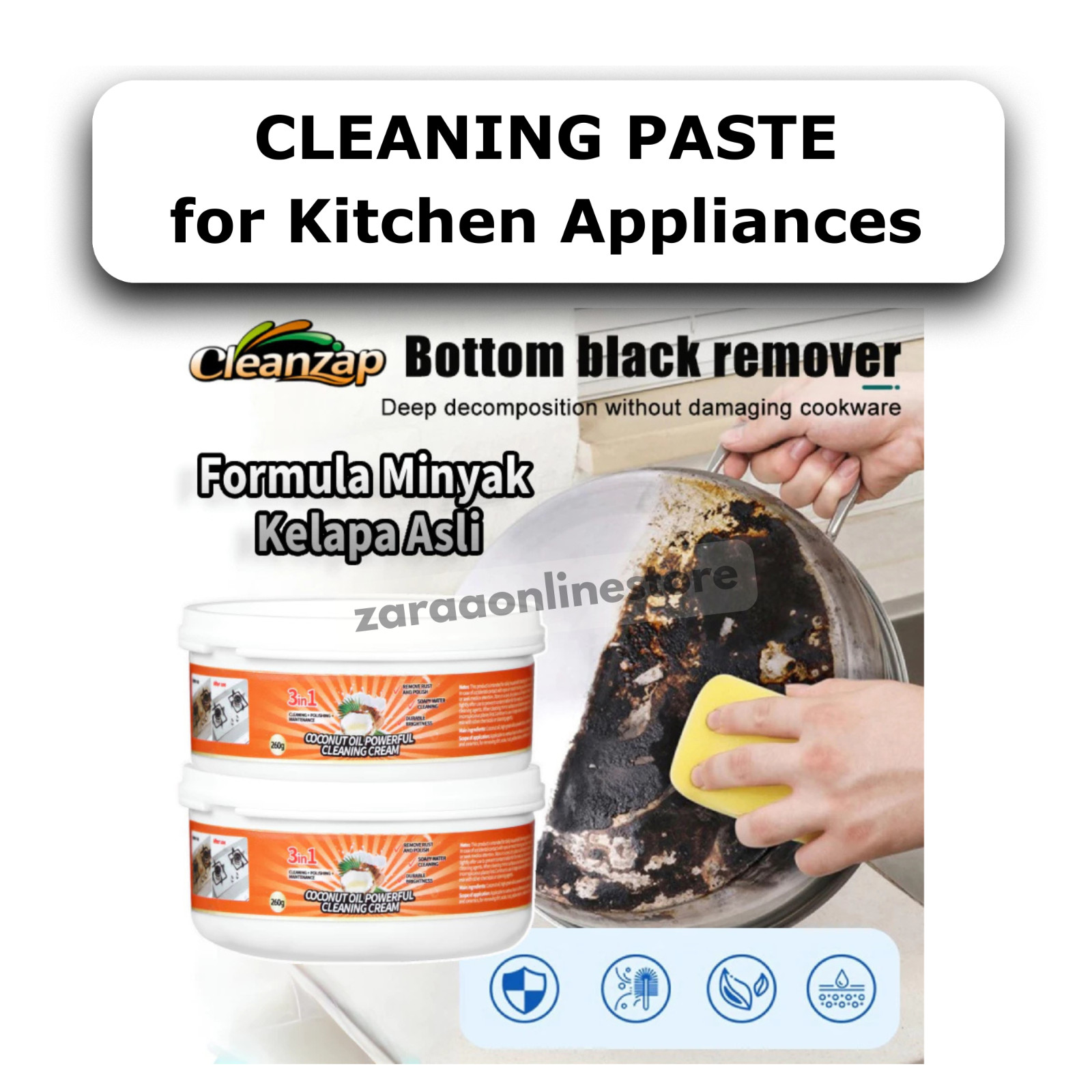 Coconut Oil Cookware Cleaning Paste Kitchen Cleaner Washing Detergent Paste