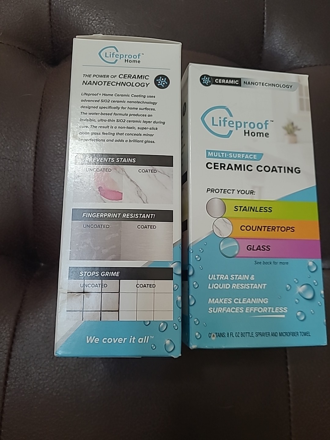 2 Pack Lifeproof Home MULTI SURFACE CERAMIC COATING Spray 8 Ounce Towel NEW